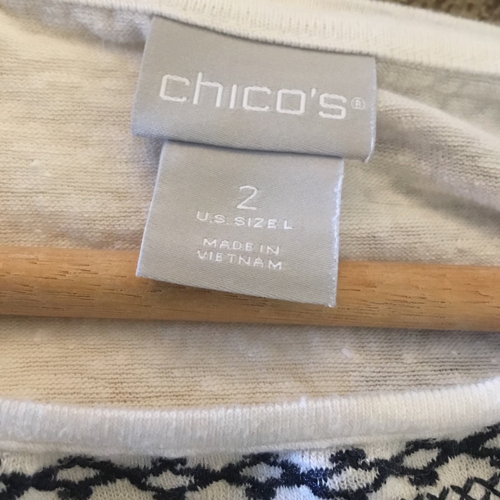 Chico’s Linen Embroidered White Top Size 2 (L) - Picture 5 of 6